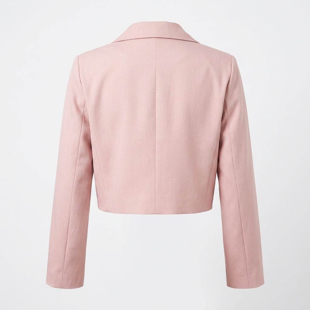 Krótki Elegancki Żakiet – Różowy – Damski