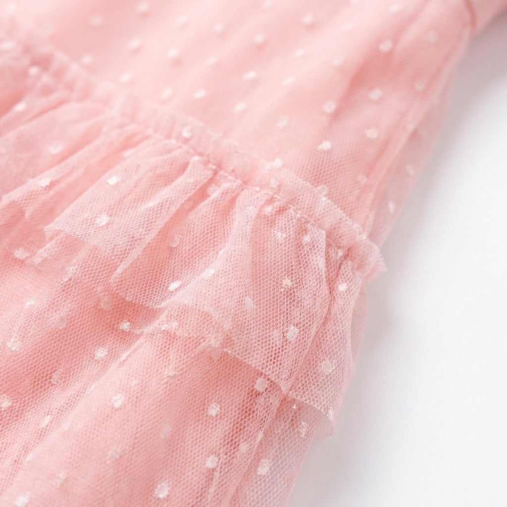 Sukienka Tiulowa z Falbanami – Różowy – Tiul – Damska