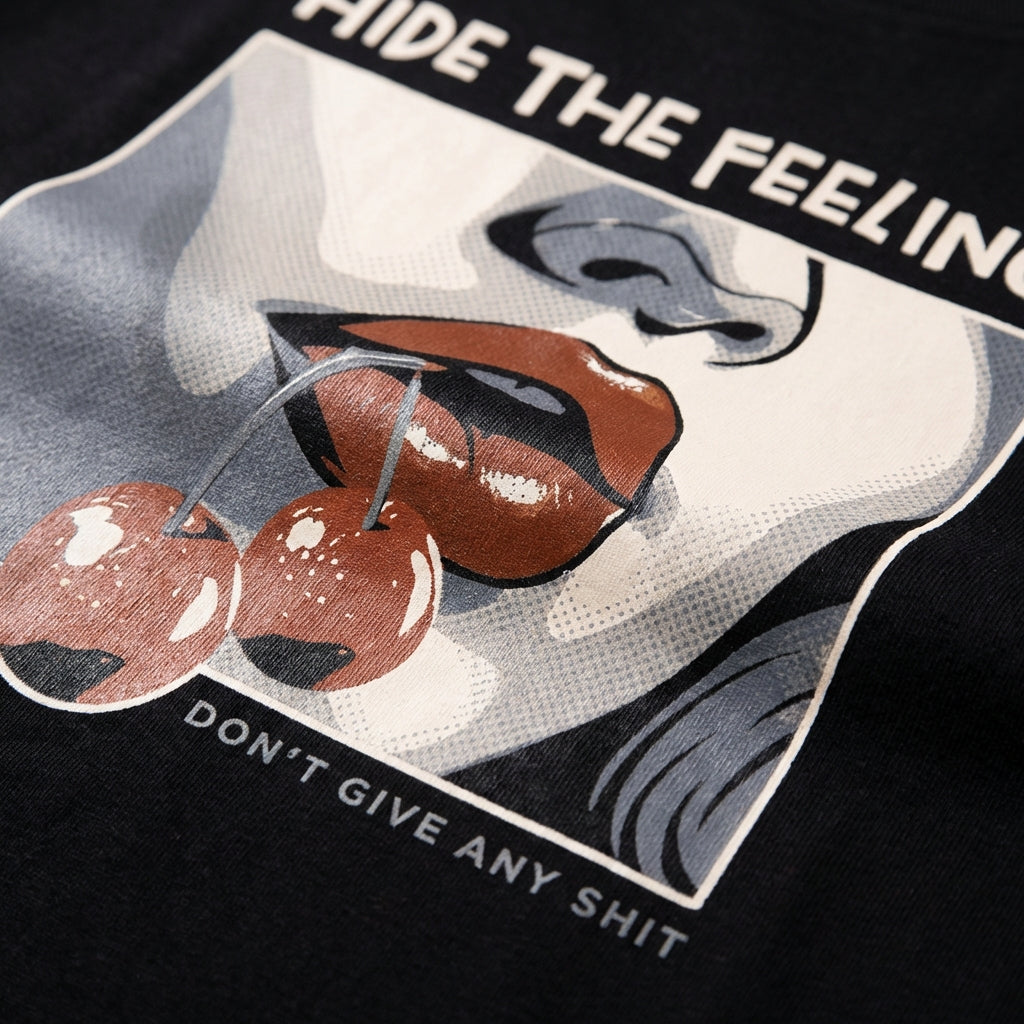 Koszulka Oversize z Nadrukiem – Czarna – Miękka Bawełna – Unisex