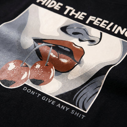 Koszulka Oversize z Nadrukiem – Czarna – Miękka Bawełna – Unisex