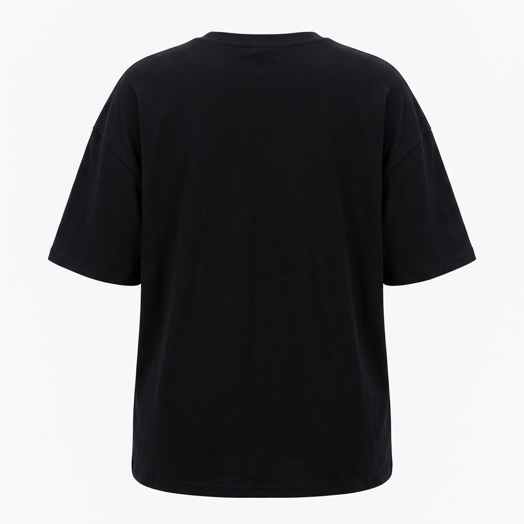 Koszulka Oversize z Nadrukiem – Czarna – Miękka Bawełna – Unisex