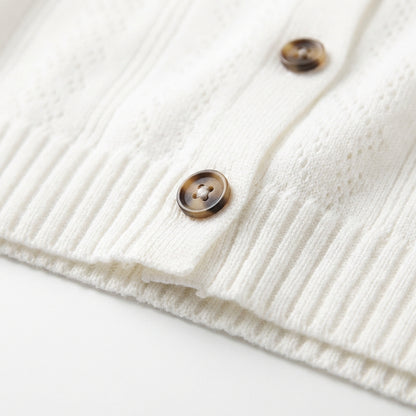 Krótka Bluzka Dzianinowa – Biały – Damska