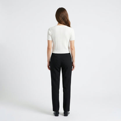 Krótka Bluzka Dzianinowa – Biały – Damska