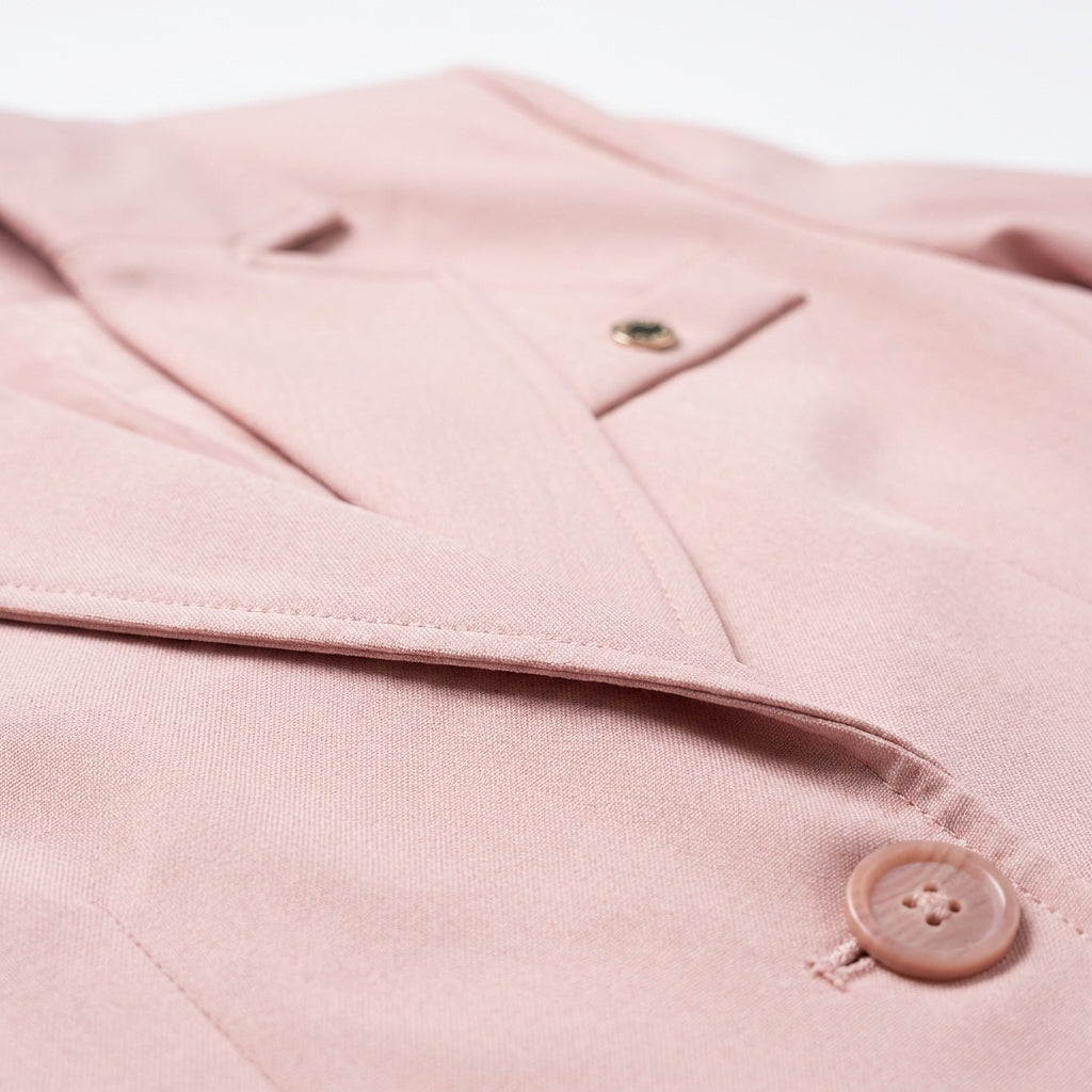 Krótki Elegancki Żakiet – Różowy – Damski