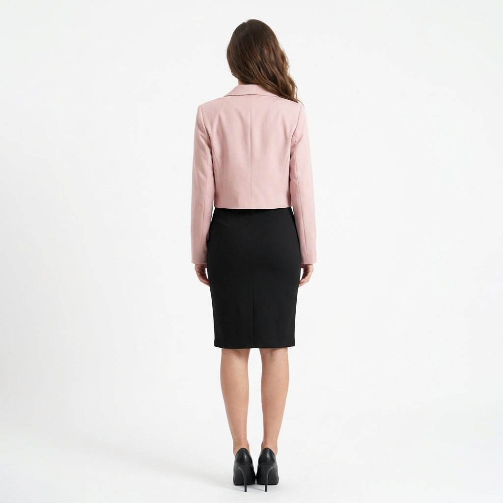 Krótki Elegancki Żakiet – Różowy – Damski