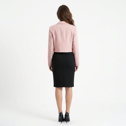 Krótki Elegancki Żakiet – Różowy – Damski